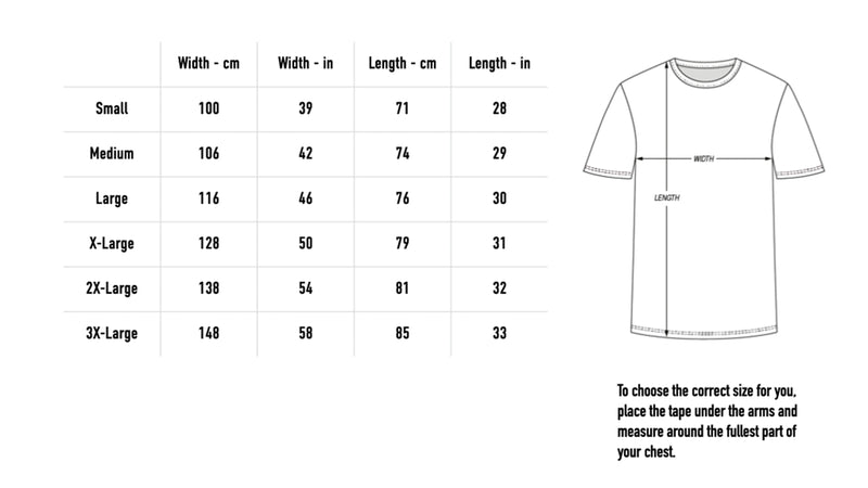 Size chart for ROSARY OVERSIZED TEE